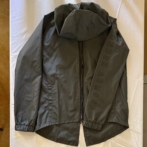 Under Armour Dark Gray Hooded Windbreaker with Sleeve Logo